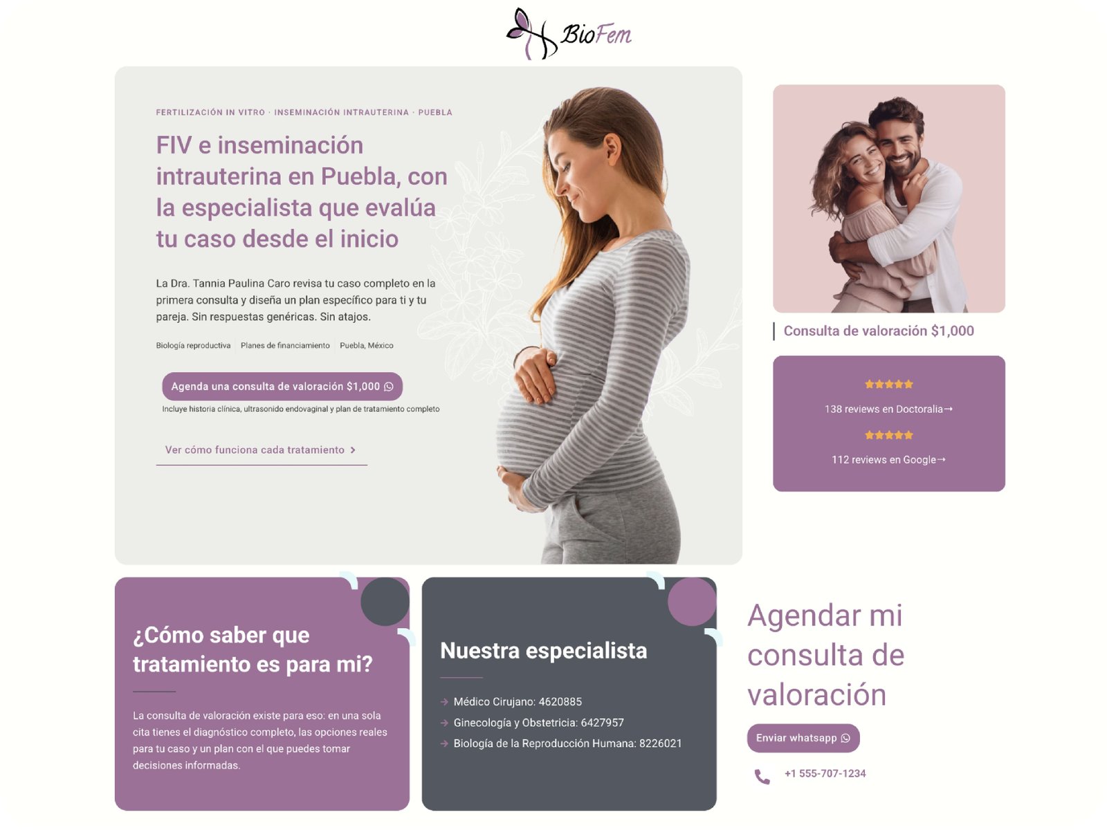Sitio web de Biofem, consultorio de ginecología en Puebla